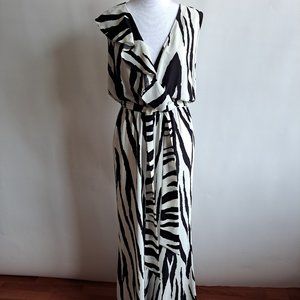 Lu Bella Women's Zebra Print Black and White Jumpsuit Size M